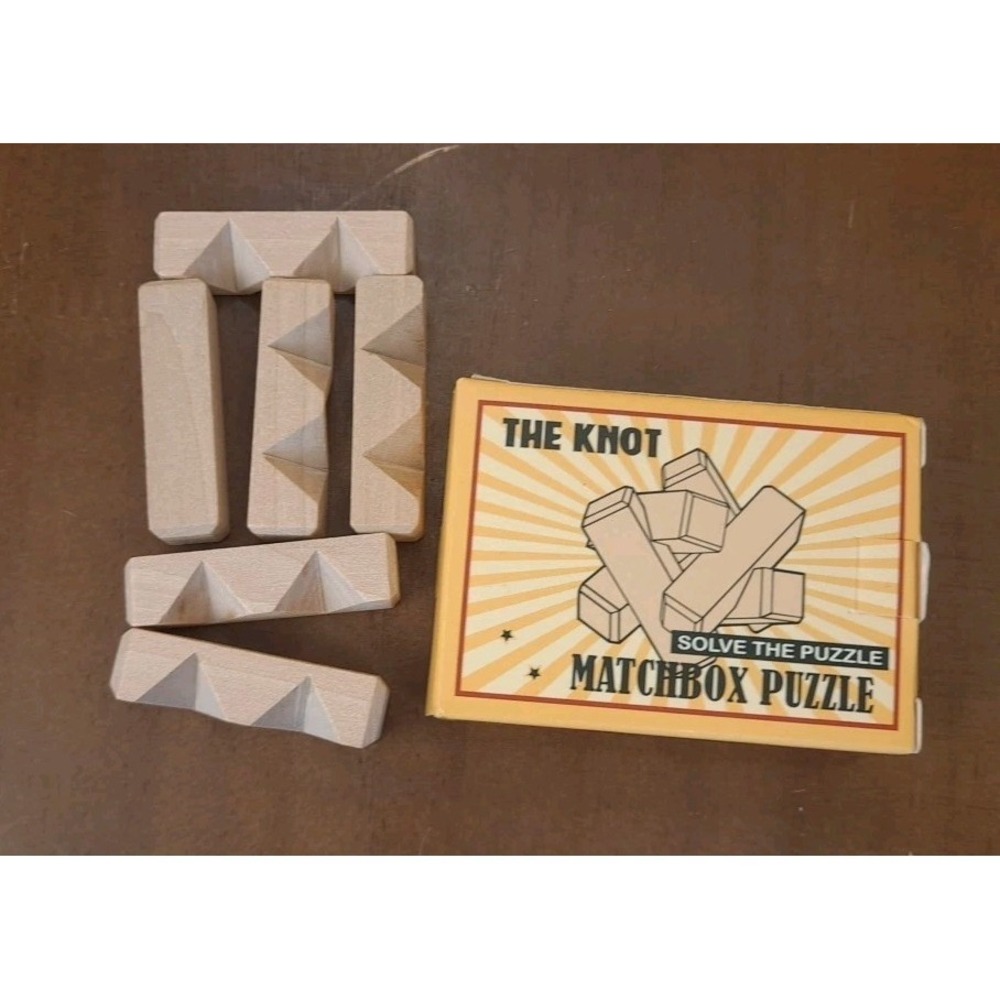 NIB The‎ Knot Matchbox Puzzle Game 6 Pieces With Solution Inside - 2 1/2"